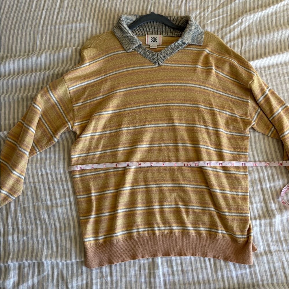 Yellow Collared Striped Sweater - image 5